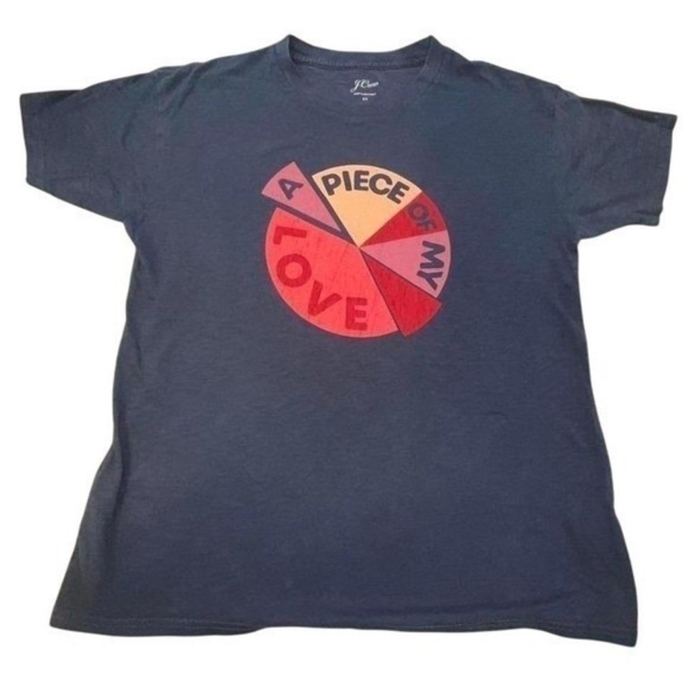 J.Crew "A Piece of My Love" Navy Graphic Tee Pie Chart Print Short Sleeve